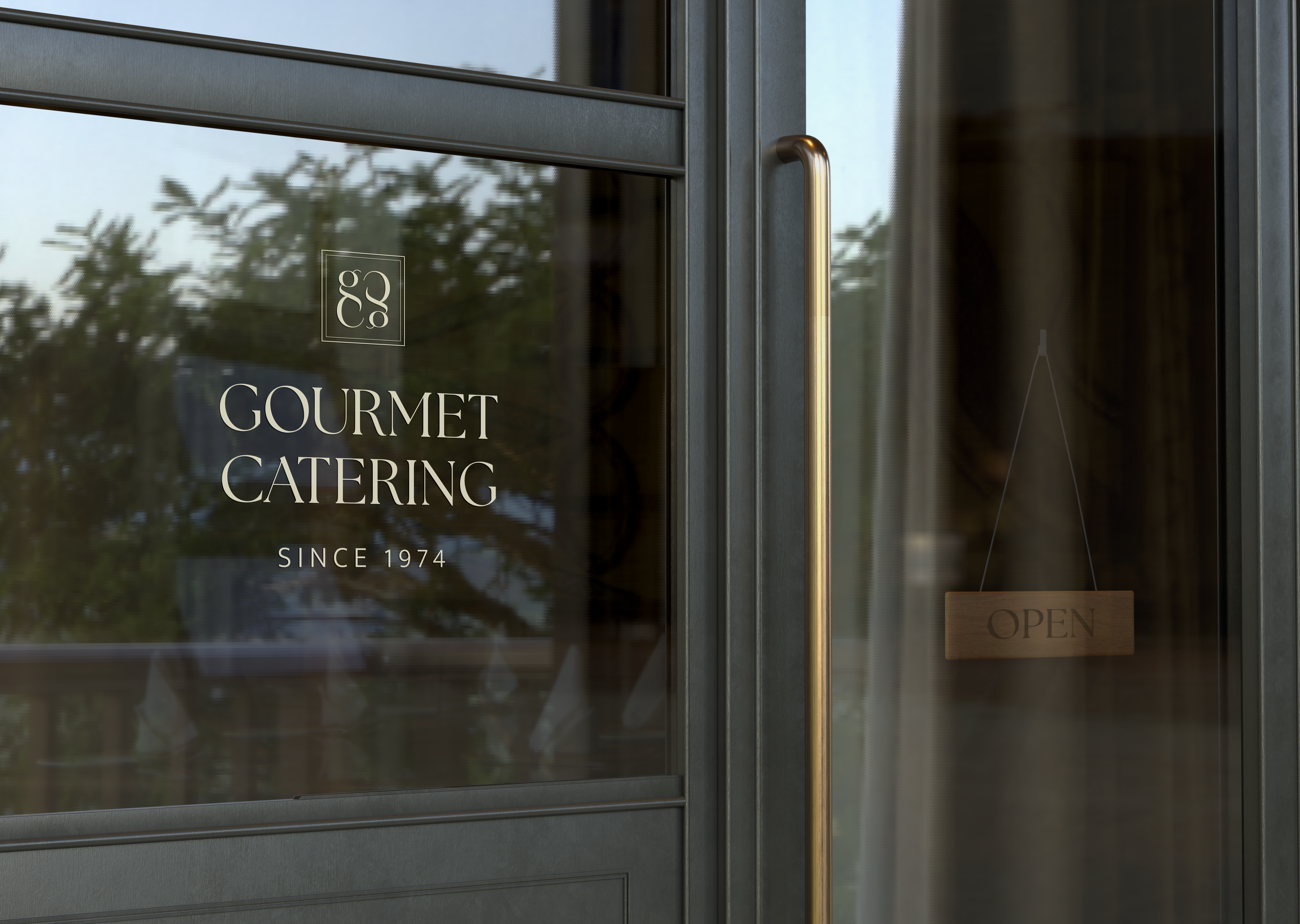 Logo sign window Gourmet Catering